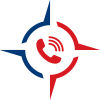 Accurate Logistics compass icon with phone symbol